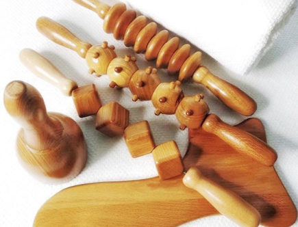 wooden set of massage tools
