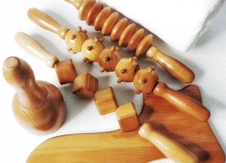 wooden set of massage tools