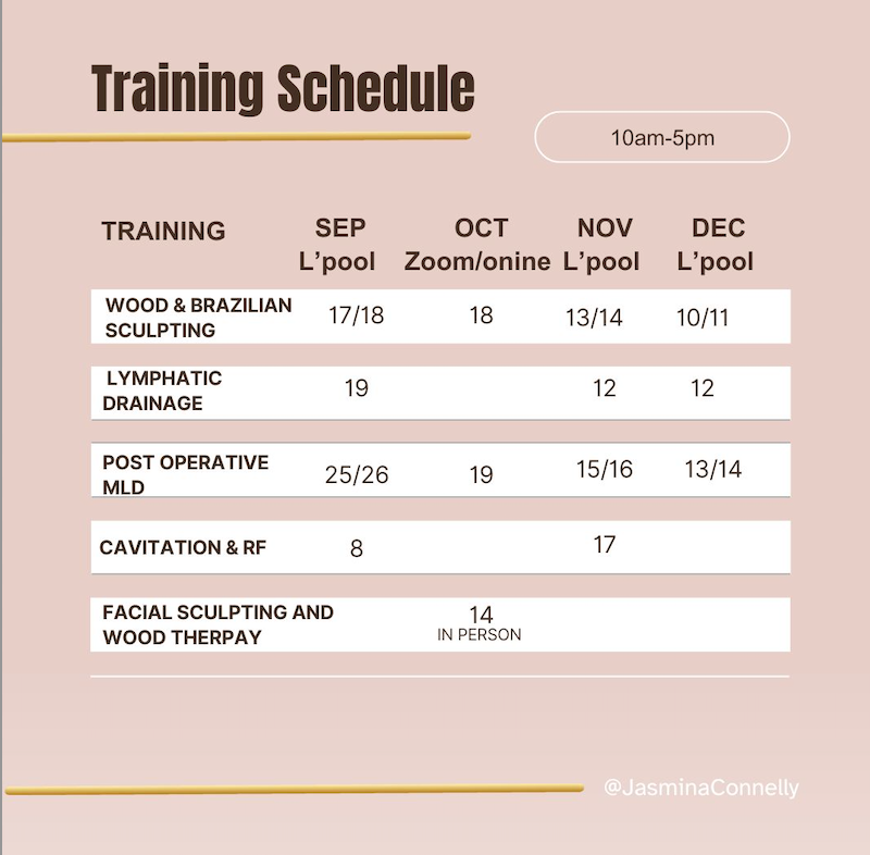 Training schedule